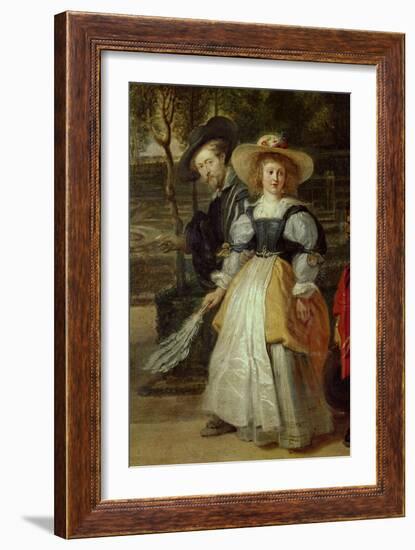 Self-Portrait with His Second Wife Helene Fourment in the Garden-Peter Paul Rubens-Framed Giclee Print