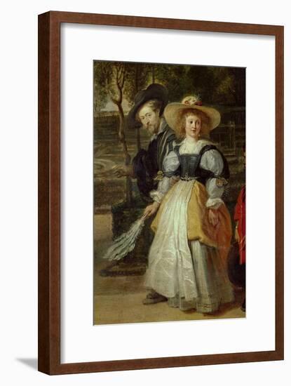 Self-Portrait with His Second Wife Helene Fourment in the Garden-Peter Paul Rubens-Framed Giclee Print