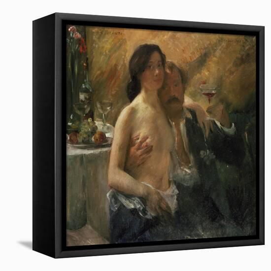 Self-Portrait with His Wife and Sekt Glass, 1902-Lovis Corinth-Framed Premier Image Canvas