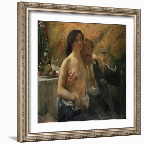 Self-Portrait with His Wife and Sekt Glass, 1902-Lovis Corinth-Framed Giclee Print