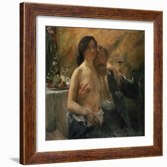 Self-Portrait with His Wife and Sekt Glass, 1902-Lovis Corinth-Framed Giclee Print