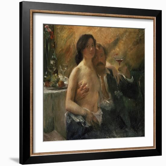 Self-Portrait with His Wife and Sekt Glass, 1902-Lovis Corinth-Framed Giclee Print