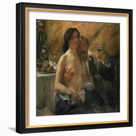 Self-Portrait with His Wife and Sekt Glass, 1902-Lovis Corinth-Framed Giclee Print