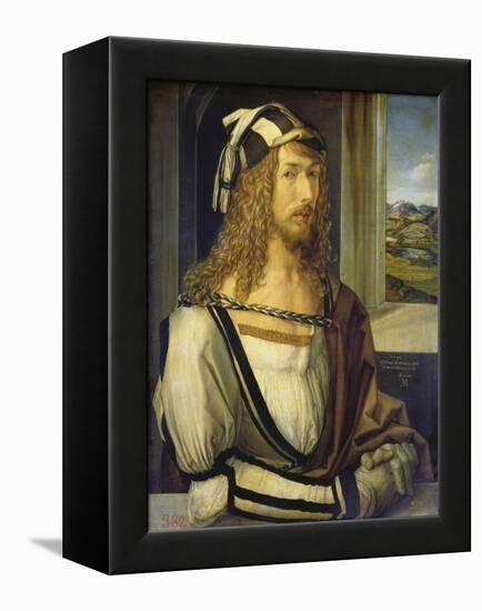 Self-Portrait with Landscape, 1498-Albrecht Dürer-Framed Premier Image Canvas