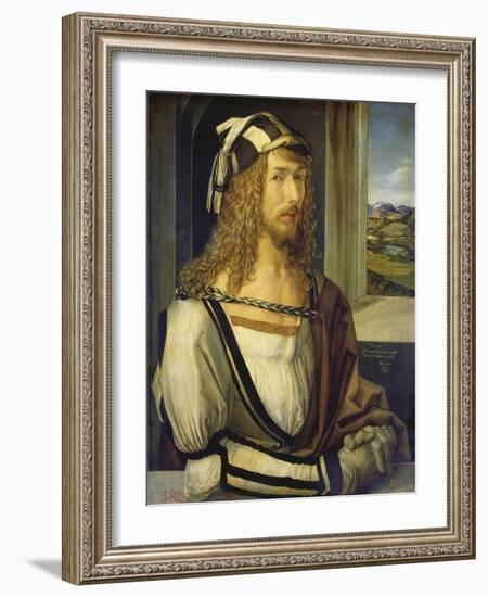 Self-Portrait with Landscape, 1498-Albrecht Dürer-Framed Giclee Print