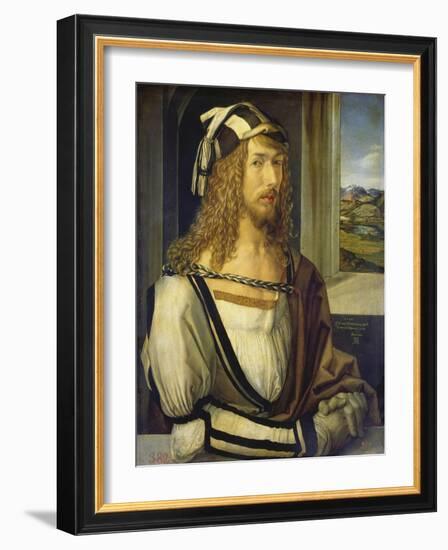 Self-Portrait with Landscape, 1498-Albrecht Dürer-Framed Giclee Print