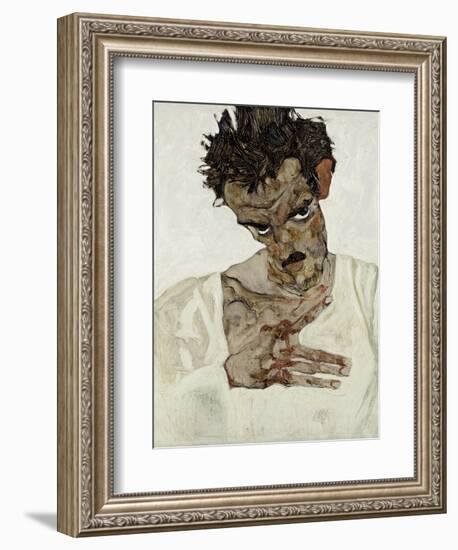 Self-Portrait with Lowered Head, 1912-Egon Schiele-Framed Giclee Print