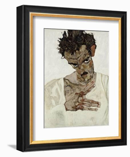 Self-Portrait with Lowered Head, 1912-Egon Schiele-Framed Giclee Print