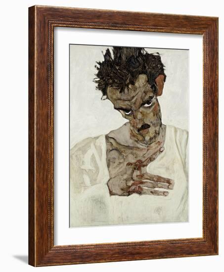 Self-Portrait with Lowered Head, 1912-Egon Schiele-Framed Giclee Print