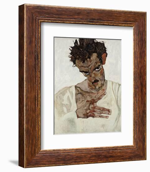 Self-Portrait with Lowered Head-Egon Schiele-Framed Art Print
