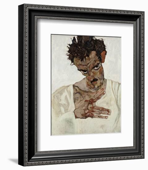 Self-Portrait with Lowered Head-Egon Schiele-Framed Art Print