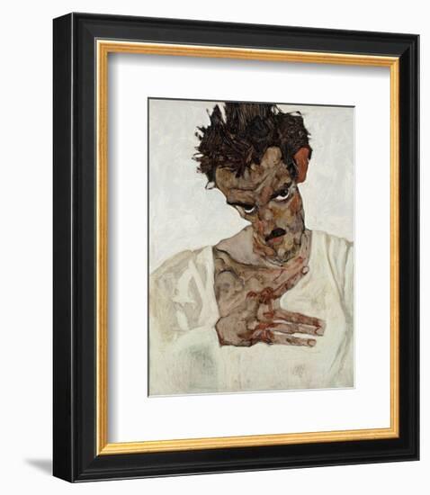 Self-Portrait with Lowered Head-Egon Schiele-Framed Art Print