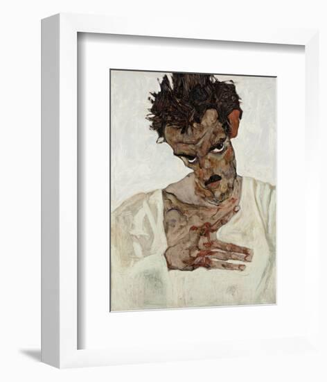 Self-Portrait with Lowered Head-Egon Schiele-Framed Art Print