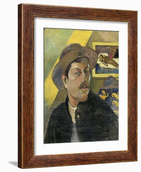 Self-Portrait with Manao Tupapau-Paul Gauguin-Framed Giclee Print