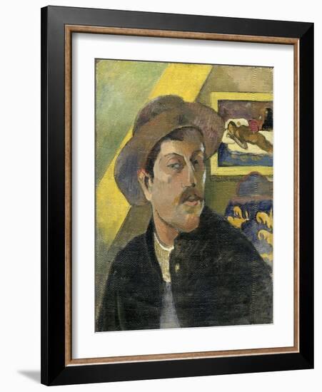 Self-Portrait with Manao Tupapau-Paul Gauguin-Framed Giclee Print