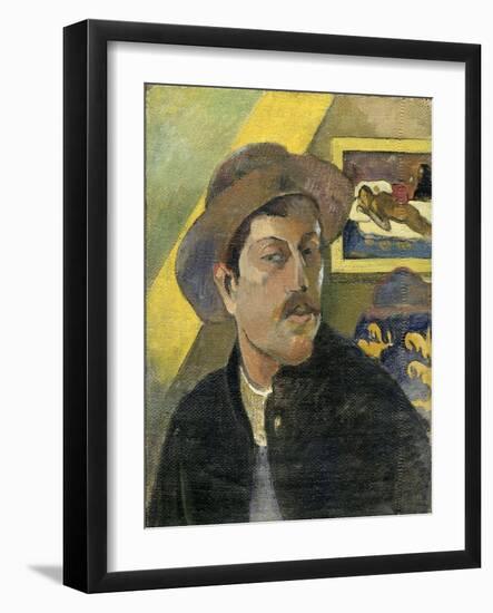 Self-Portrait with Manao Tupapau-Paul Gauguin-Framed Giclee Print