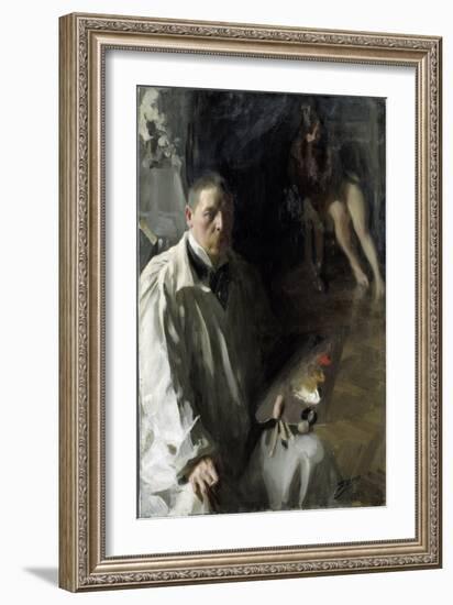 Self-Portrait with Model Par Zorn, Anders Leonard (1860-1920). Oil on Canvas, Size : 117X94, 1896,-Anders Leonard Zorn-Framed Giclee Print