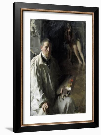 Self-Portrait with Model Par Zorn, Anders Leonard (1860-1920). Oil on Canvas, Size : 117X94, 1896,-Anders Leonard Zorn-Framed Giclee Print