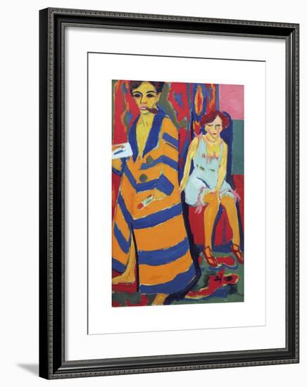 Self Portrait with Model-Ernst Ludwig Kirchner-Framed Premium Giclee Print