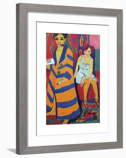 Self Portrait with Model-Ernst Ludwig Kirchner-Framed Premium Giclee Print