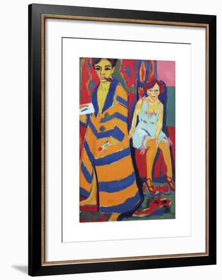 Self Portrait with Model-Ernst Ludwig Kirchner-Framed Premium Giclee Print