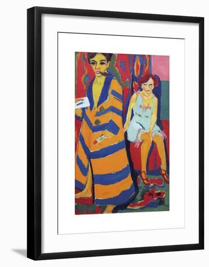 Self Portrait with Model-Ernst Ludwig Kirchner-Framed Premium Giclee Print