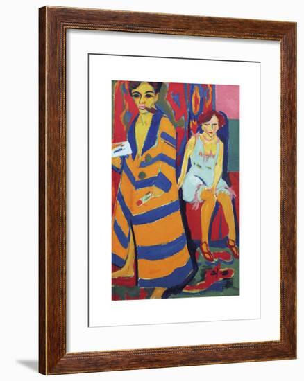 Self Portrait with Model-Ernst Ludwig Kirchner-Framed Premium Giclee Print