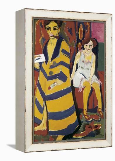 Self-Portrait with Model-Ernst Ludwig Kirchner-Framed Stretched Canvas