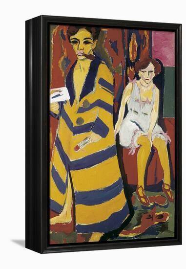 Self-Portrait with Model-Ernst Ludwig Kirchner-Framed Stretched Canvas