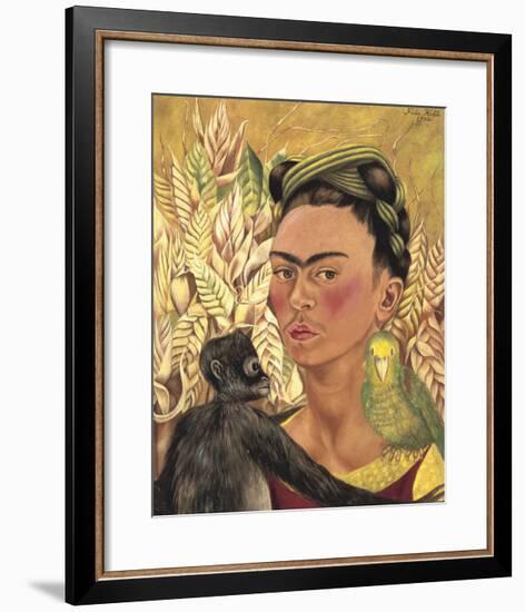 Self-Portrait with Monkey and Parrot, c.1942-Frida Kahlo-Framed Art Print