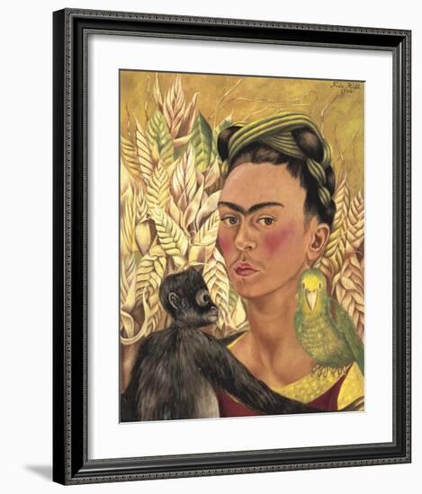 Self-Portrait with Monkey and Parrot, c.1942-Frida Kahlo-Framed Art Print