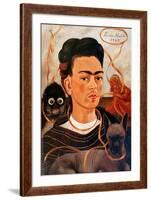 Self-portrait with Monkey-Frida Kahlo-Framed Art Print