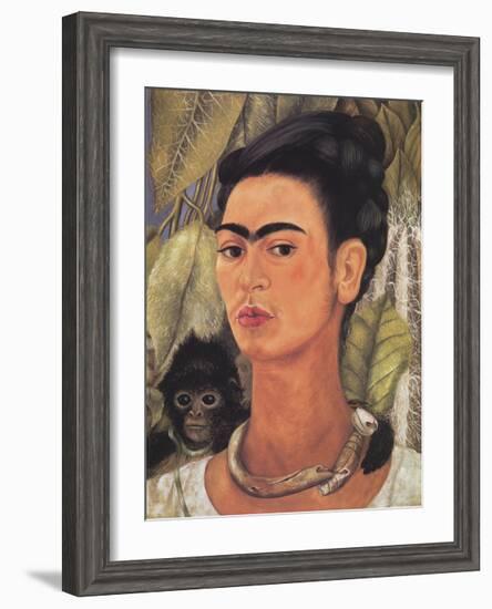 Self-Portrait with Monkey-Frida Kahlo-Framed Art Print