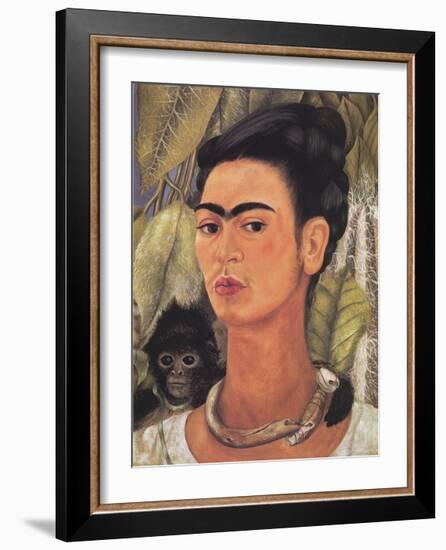 Self-Portrait with Monkey-Frida Kahlo-Framed Art Print