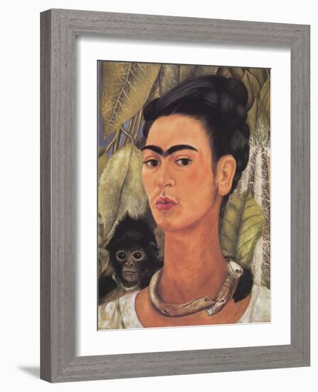 Self-Portrait with Monkey-Frida Kahlo-Framed Art Print