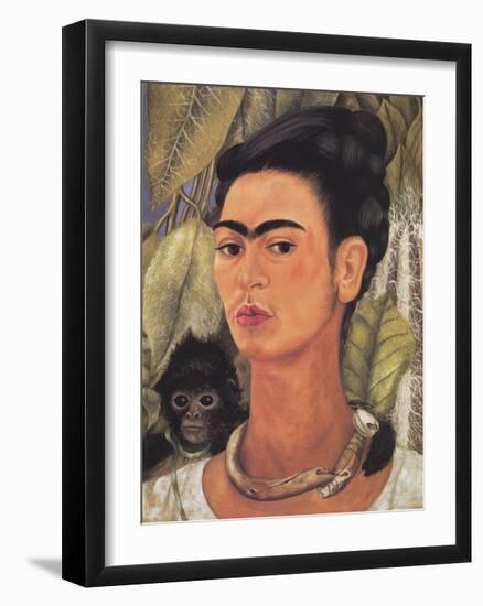 Self-Portrait with Monkey-Frida Kahlo-Framed Art Print