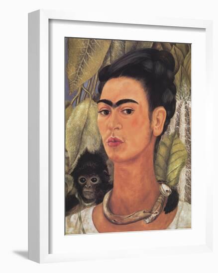 Self-Portrait with Monkey-Frida Kahlo-Framed Art Print