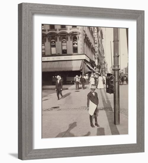 Self-Portrait with Newsboy, 1908-Lewis Wickes Hine-Framed Art Print