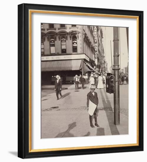 Self-Portrait with Newsboy, 1908-Lewis Wickes Hine-Framed Art Print