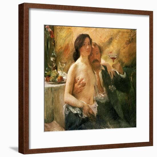 Self Portrait with Nude Woman and Glass, 1902-Lovis Corinth-Framed Giclee Print