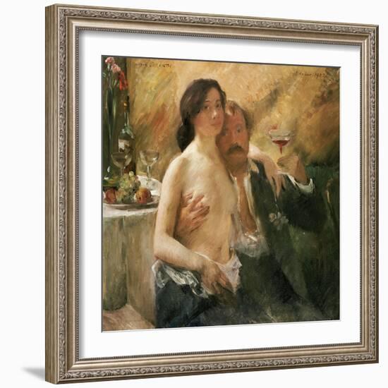 Self Portrait with Nude Woman and Glass-Lovis Corinth-Framed Giclee Print