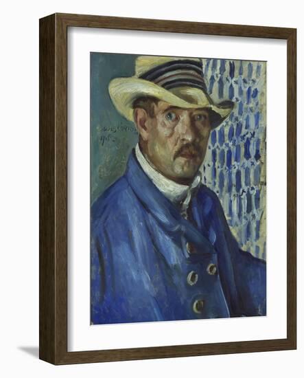 Self Portrait with Panama Hat, 1912-Lovis Corinth-Framed Giclee Print