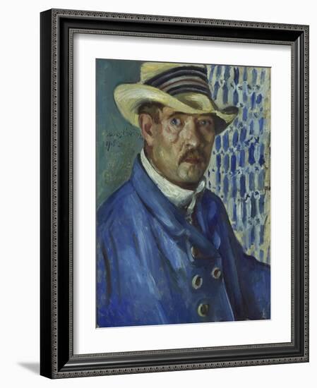 Self Portrait with Panama Hat, 1912-Lovis Corinth-Framed Giclee Print