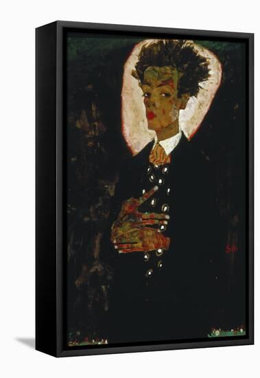 Self-Portrait with Peacock Vest Standing, 1911-Egon Schiele-Framed Premier Image Canvas