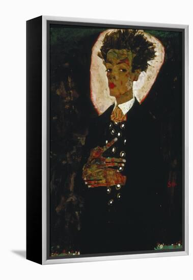 Self-Portrait with Peacock Vest Standing, 1911-Egon Schiele-Framed Premier Image Canvas