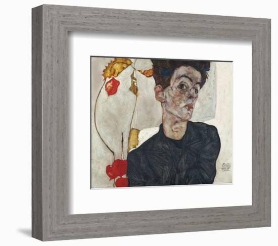 Self-Portrait with Physalis, 1912-Egon Schiele-Framed Art Print