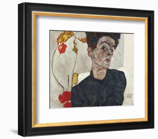 Self-Portrait with Physalis, 1912-Egon Schiele-Framed Art Print