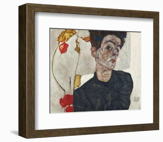 Self-Portrait with Physalis, 1912-Egon Schiele-Framed Art Print