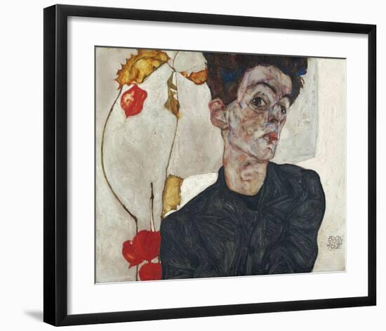 Self-Portrait with Physalis, 1912-Egon Schiele-Framed Art Print