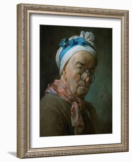 Self-Portrait with Pince-Nez, 1771-Jean-Baptiste Simeon Chardin-Framed Giclee Print